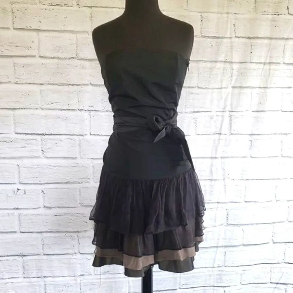 Zara basic ruffled strapless mini dress xs